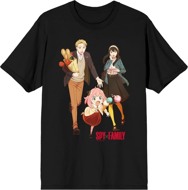 Bio World Spy X Family Forger Facial Expressions Crew Neck Short Sleeve Men's Black T-Shirt - Image 1